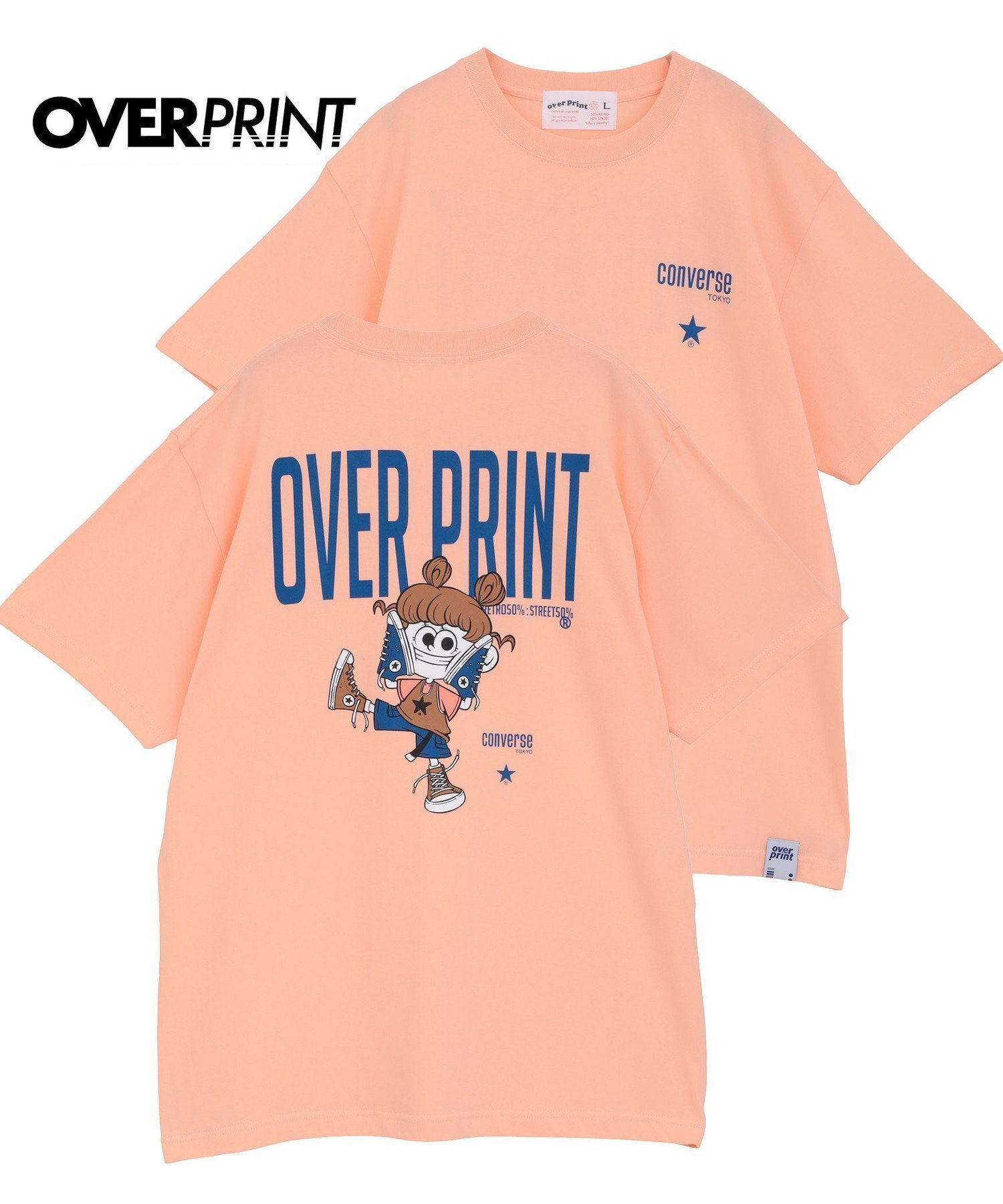 【コンバーストウキョウ/CONVERSE TOKYO】の【over print】STREET GIRL TEE (ZERO ZERO HERO) インテリア・キッズ・メンズ・レディースファッション・服の通販 founy(ファニー) 　ファッション　Fashion　レディースファッション　Fashion for Women　キャラクター　Character, Licensed Characters　グラフィック　Graphic, Graphic Design　フロント　Front, Front Design　プリント　Print, Printed Pattern　ルーズ　Loose, Oversized　人気　Popular, Best Seller　オレンジ|ID: prp329100004628487 ipo3291000000033273559