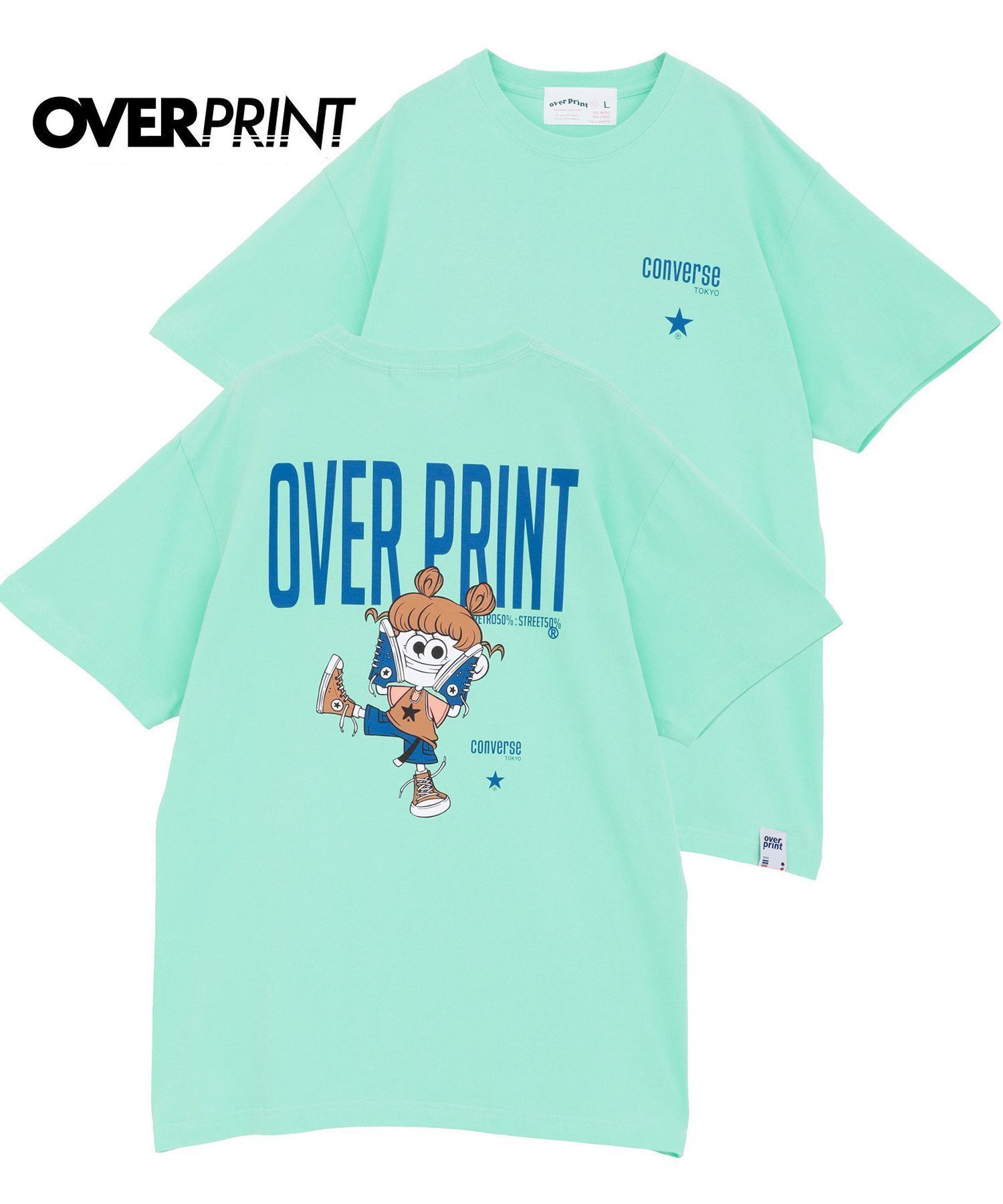 【コンバーストウキョウ/CONVERSE TOKYO】の【over print】STREET GIRL TEE (ZERO ZERO HERO) インテリア・キッズ・メンズ・レディースファッション・服の通販 founy(ファニー) 　ファッション　Fashion　レディースファッション　Fashion for Women　キャラクター　Character, Licensed Characters　グラフィック　Graphic, Graphic Design　フロント　Front, Front Design　プリント　Print, Printed Pattern　ルーズ　Loose, Oversized　人気　Popular, Best Seller　グリーン|ID: prp329100004628487 ipo3291000000033273561
