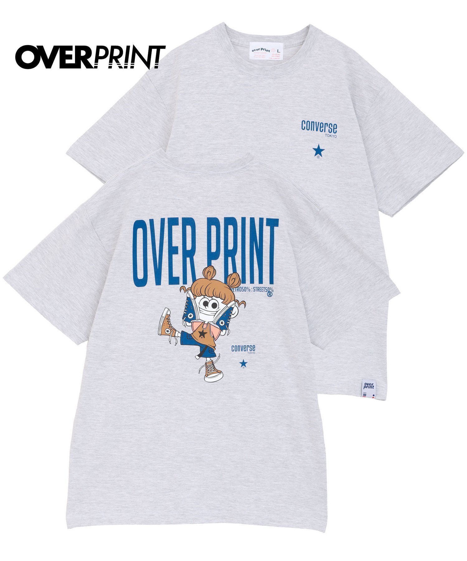 【コンバーストウキョウ/CONVERSE TOKYO】の【over print】STREET GIRL TEE (ZERO ZERO HERO) インテリア・キッズ・メンズ・レディースファッション・服の通販 founy(ファニー) 　ファッション　Fashion　レディースファッション　Fashion for Women　キャラクター　Character, Licensed Characters　グラフィック　Graphic, Graphic Design　フロント　Front, Front Design　プリント　Print, Printed Pattern　ルーズ　Loose, Oversized　人気　Popular, Best Seller　グレー|ID: prp329100004628487 ipo3291000000033273562