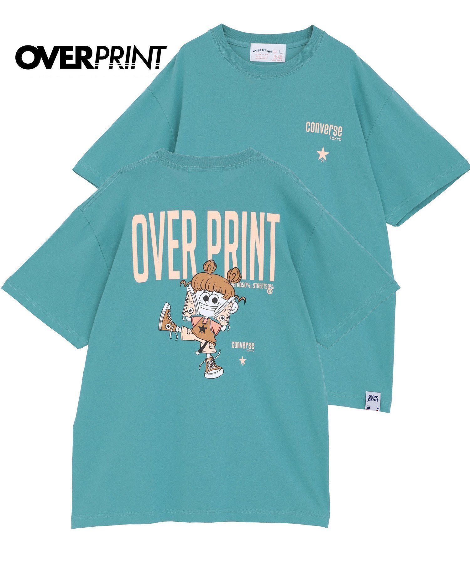 【コンバーストウキョウ/CONVERSE TOKYO】の【over print】STREET GIRL TEE (ZERO ZERO HERO) インテリア・キッズ・メンズ・レディースファッション・服の通販 founy(ファニー) 　ファッション　Fashion　レディースファッション　Fashion for Women　キャラクター　Character, Licensed Characters　グラフィック　Graphic, Graphic Design　フロント　Front, Front Design　プリント　Print, Printed Pattern　ルーズ　Loose, Oversized　人気　Popular, Best Seller　ブルーグリーン|ID: prp329100004628487 ipo3291000000033273563