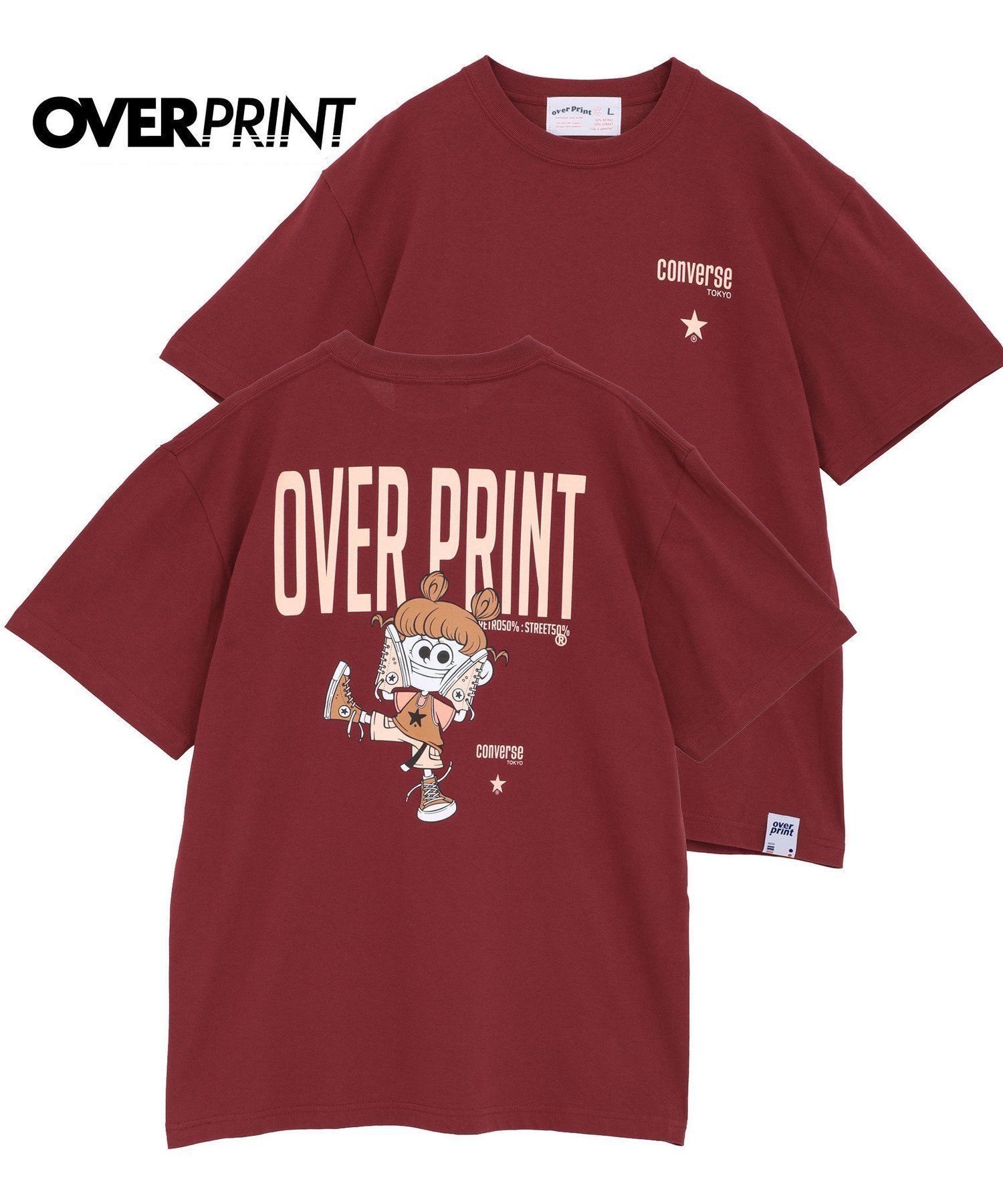 【コンバーストウキョウ/CONVERSE TOKYO】の【over print】STREET GIRL TEE (ZERO ZERO HERO) インテリア・キッズ・メンズ・レディースファッション・服の通販 founy(ファニー) 　ファッション　Fashion　レディースファッション　Fashion for Women　キャラクター　Character, Licensed Characters　グラフィック　Graphic, Graphic Design　フロント　Front, Front Design　プリント　Print, Printed Pattern　ルーズ　Loose, Oversized　人気　Popular, Best Seller　バーガンディー|ID: prp329100004628487 ipo3291000000033273565