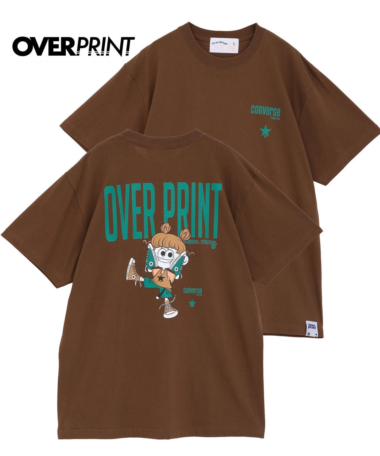【コンバーストウキョウ/CONVERSE TOKYO】の【over print】STREET GIRL TEE (ZERO ZERO HERO) インテリア・キッズ・メンズ・レディースファッション・服の通販 founy(ファニー) 　ファッション　Fashion　レディースファッション　Fashion for Women　キャラクター　Character, Licensed Characters　グラフィック　Graphic, Graphic Design　フロント　Front, Front Design　プリント　Print, Printed Pattern　ルーズ　Loose, Oversized　人気　Popular, Best Seller　ブラウン|ID: prp329100004628487 ipo3291000000033273566
