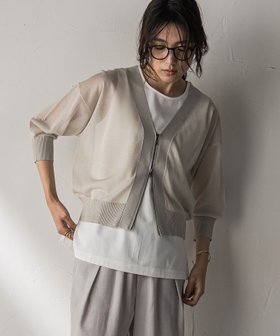 【メイソングレイ/MAYSON GREY】のVネックジップシアーカーディガン≪手洗い可能≫ 人気、トレンドファッション・服の通販 founy(ファニー) ファッション Fashion レディースファッション Fashion for Women トップス・カットソー Cut & Sew Tops カーディガン・羽織り Layered Style Cardigans Vネックトップス V-Neck Tops / V-Cut Neckline Shirts コンパクト Compact, Small Size ショルダー Shoulder, Shoulder Strap ドロップ Drop Shoulder, Dropped Style バランス Balance, Style Balance パターン Pattern, Design Print ボトム Bottoms, Lower Wear メタル Metal, Metal Parts エレガント 上品 Elegant |ID:prp329100004628657