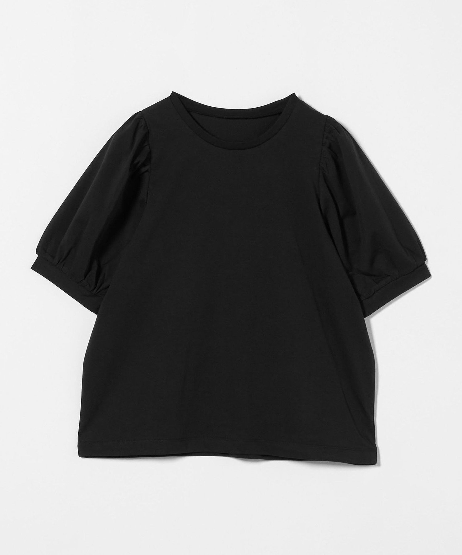 【ユナイテッドアローズ/UNITED ARROWS】のプレーティングテンジク パフスリーブTシャツ A DAY IN THE LIFE インテリア・キッズ・メンズ・レディースファッション・服の通販 founy(ファニー) 　ファッション　Fashion　レディースファッション　Fashion for Women　トップス・カットソー　Cut & Sew Tops　シャツ・ブラウス・オフィスカジュアル　Elegant Blouses & Button-Ups　ロングTシャツ・Tシャツ　Longline T-Shirts & Tees　カットソー　Cut and Sewn Top　シンプル　Simple, Minimal　スキッパー　Skipper, Open Collar　スラックス　Slacks, Dress Pants　スリーブ　Sleeve, Long Sleeve / Short Sleeve　デコルテ　Décolleté, Neckline　エレガント 上品　Elegant　ビジネス 仕事 通勤　Business / Work / Commuting　夏　Summer　BLACK|ID: prp329100004628704 ipo3291000000033490002