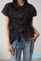 【アズール バイ マウジー/AZUL by moussy】のC/T冷感 ドロストブラウス 人気、トレンドファッション・服の通販 founy(ファニー) ファッション Fashion レディースファッション Fashion for Women トップス・カットソー Cut & Sew Tops シャツ・ブラウス・オフィスカジュアル Elegant Blouses & Button-Ups インナー Innerwear ジャケット Jacket, Outerwear スリーブ Sleeve, Long Sleeve / Short Sleeve タイトスカート Pencil Skirt, Tight Skirt チェック Check, Plaid, Tartan フレンチ French, French Style フロント Front, Front Design thumbnail BLK|ID: prp329100004628758 ipo3291000000033278515