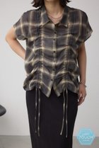 【アズール バイ マウジー/AZUL by moussy】のC/T冷感 ドロストブラウス 人気、トレンドファッション・服の通販 founy(ファニー) ファッション Fashion レディースファッション Fashion for Women トップス・カットソー Cut & Sew Tops シャツ・ブラウス・オフィスカジュアル Elegant Blouses & Button-Ups インナー Innerwear ジャケット Jacket, Outerwear スリーブ Sleeve, Long Sleeve / Short Sleeve タイトスカート Pencil Skirt, Tight Skirt チェック Check, Plaid, Tartan フレンチ French, French Style フロント Front, Front Design thumbnail 柄BLK5|ID: prp329100004628758 ipo3291000000033278517