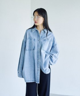 【レプシィム ローリーズファーム/LEPSIM LOWRYS FARM】のフリンジパッチ/BIGデニムシャツ 人気、トレンドファッション・服の通販 founy(ファニー) ファッション Fashion レディースファッション Fashion for Women トップス・カットソー Cut & Sew Tops シャツ・ブラウス・オフィスカジュアル Elegant Blouses & Button-Ups カットオフ Cut-Off Design デニム Denim, Jeans Material パッチ Patch, Appliqué |ID:prp329100004628797