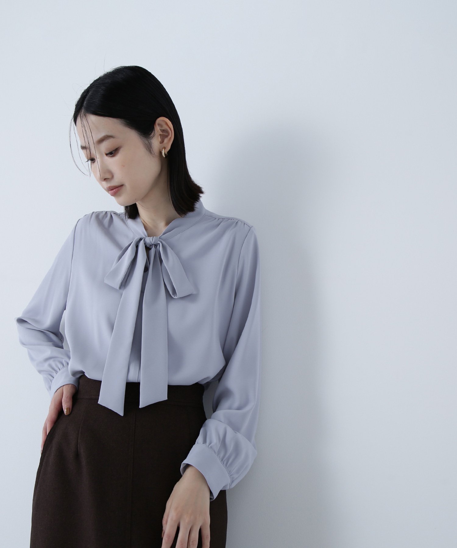 【ナチュラル ビューティー ベーシック/NATURAL BEAUTY BASIC】のリボンボウタイブラウス 人気、トレンドファッション・服の通販 founy(ファニー) 　ファッション　Fashion　レディースファッション　Fashion for Women　トップス・カットソー　Cut & Sew Tops　シャツ・ブラウス・オフィスカジュアル　Elegant Blouses & Button-Ups　ジャケット　Jacket, Outerwear　ジョーゼット　Georgette, Semi-Sheer Fabric　リボン　Ribbon, Bow　エレガント 上品　Elegant　 other-1|ID: prp329100004628801 ipo3291000000033279183