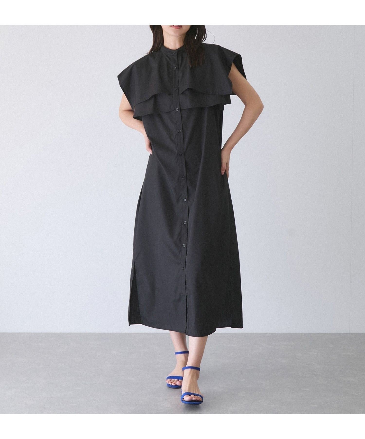 【ジャイロ/JAYRO】のダブルヨークワンピース インテリア・キッズ・メンズ・レディースファッション・服の通販 founy(ファニー) 　ファッション　Fashion　レディースファッション　Fashion for Women　ワンピース　Dresses　春　Spring　スリット　Slit, Slit Detail　デニム　Denim, Jeans Material　ノースリーブ　Sleeveless, No-Sleeve　ベーシック　Basic, Essential　ポケット　Pocket, Pocket Detail　羽織　Haori, Light Jacket　S/S・春夏　SS, Spring/Summer, Warm Season　おすすめ　Recommended / Our Picks　夏　Summer　ブラック(01)|ID: prp329100004628822 ipo3291000000033279573