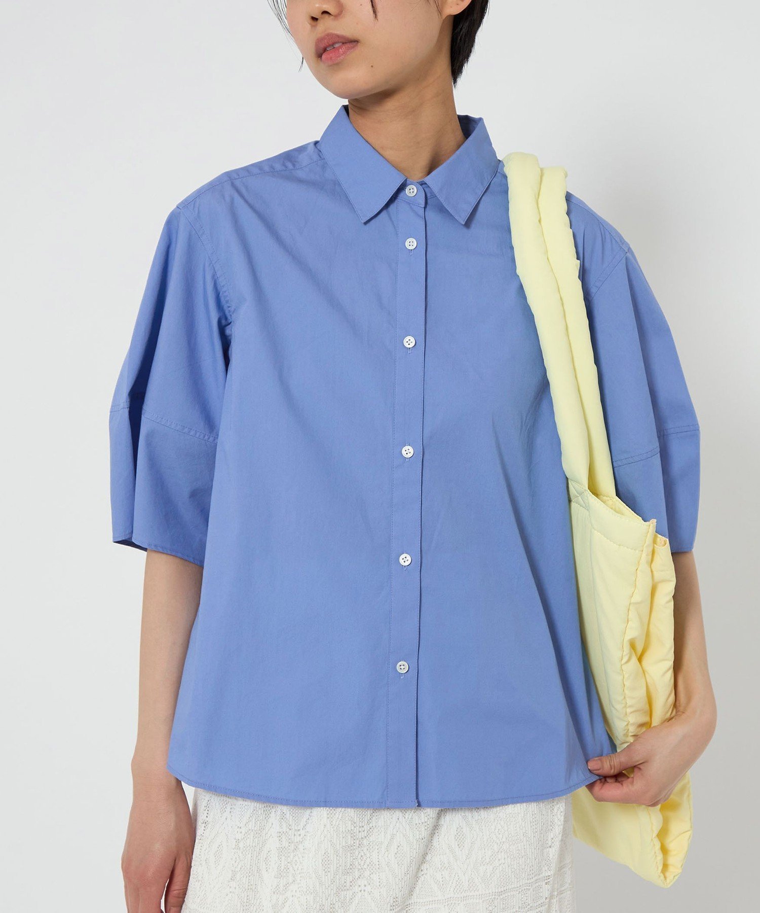 【シテン/CITEN】のCITEN フォルムハーフスリーブシャツ インテリア・キッズ・メンズ・レディースファッション・服の通販 founy(ファニー) 　ファッション　Fashion　レディースファッション　Fashion for Women　トップス・カットソー　Cut & Sew Tops　シャツ・ブラウス・オフィスカジュアル　Elegant Blouses & Button-Ups　イエロー　Yellow　シンプル　Simple, Minimal　ストライプ　Stripe, Striped Pattern　フィット　Fit, Slim Fit　フォルム　Silhouette, Form　ブロード　Broadcloth, Fine Cotton　ボックス　Boxy, Box Shape　A/W・秋冬　Autumn/Winter　夏　Summer　COBALT|ID: prp329100004628868 ipo3291000000033543157