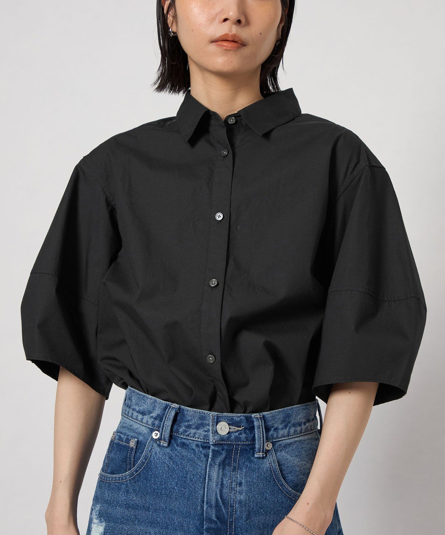 【シテン/CITEN】のCITEN フォルムハーフスリーブシャツ インテリア・キッズ・メンズ・レディースファッション・服の通販 founy(ファニー) 　ファッション　Fashion　レディースファッション　Fashion for Women　トップス・カットソー　Cut & Sew Tops　シャツ・ブラウス・オフィスカジュアル　Elegant Blouses & Button-Ups　イエロー　Yellow　シンプル　Simple, Minimal　ストライプ　Stripe, Striped Pattern　フィット　Fit, Slim Fit　フォルム　Silhouette, Form　ブロード　Broadcloth, Fine Cotton　ボックス　Boxy, Box Shape　A/W・秋冬　Autumn/Winter　夏　Summer　BLACK|ID: prp329100004628868 ipo3291000000033543159