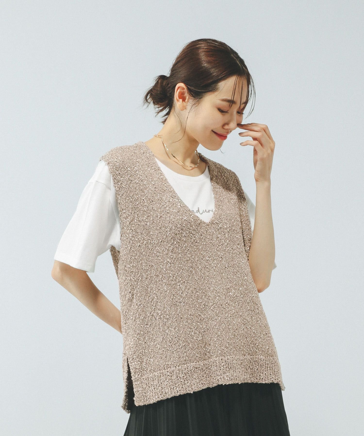 【グローバルワーク/GLOBAL WORK】のテープヤーンベスト*半袖Tシャツ/575209 インテリア・キッズ・メンズ・レディースファッション・服の通販 founy(ファニー) 　ファッション　Fashion　レディースファッション　Fashion for Women　アウター　Coat / Outerwear Collection　トップス・カットソー　Cut & Sew Tops　シャツ・ブラウス・オフィスカジュアル　Elegant Blouses & Button-Ups　ロングTシャツ・Tシャツ　Longline T-Shirts & Tees　ベスト&ジレ / 重ね着スタイル　Vests & Gilets　おすすめ　Recommended / Our Picks　デニム　Denim, Jeans Material　トレンド　Trend, Trending Now　プリント　Print, Printed Pattern　ベスト　Vest, Waistcoat　ワイド　Wide, Wide Fit　半袖　Short Sleeve, Half Sleeve　モカベージュ52|ID: prp329100004628918 ipo3291000000033569354