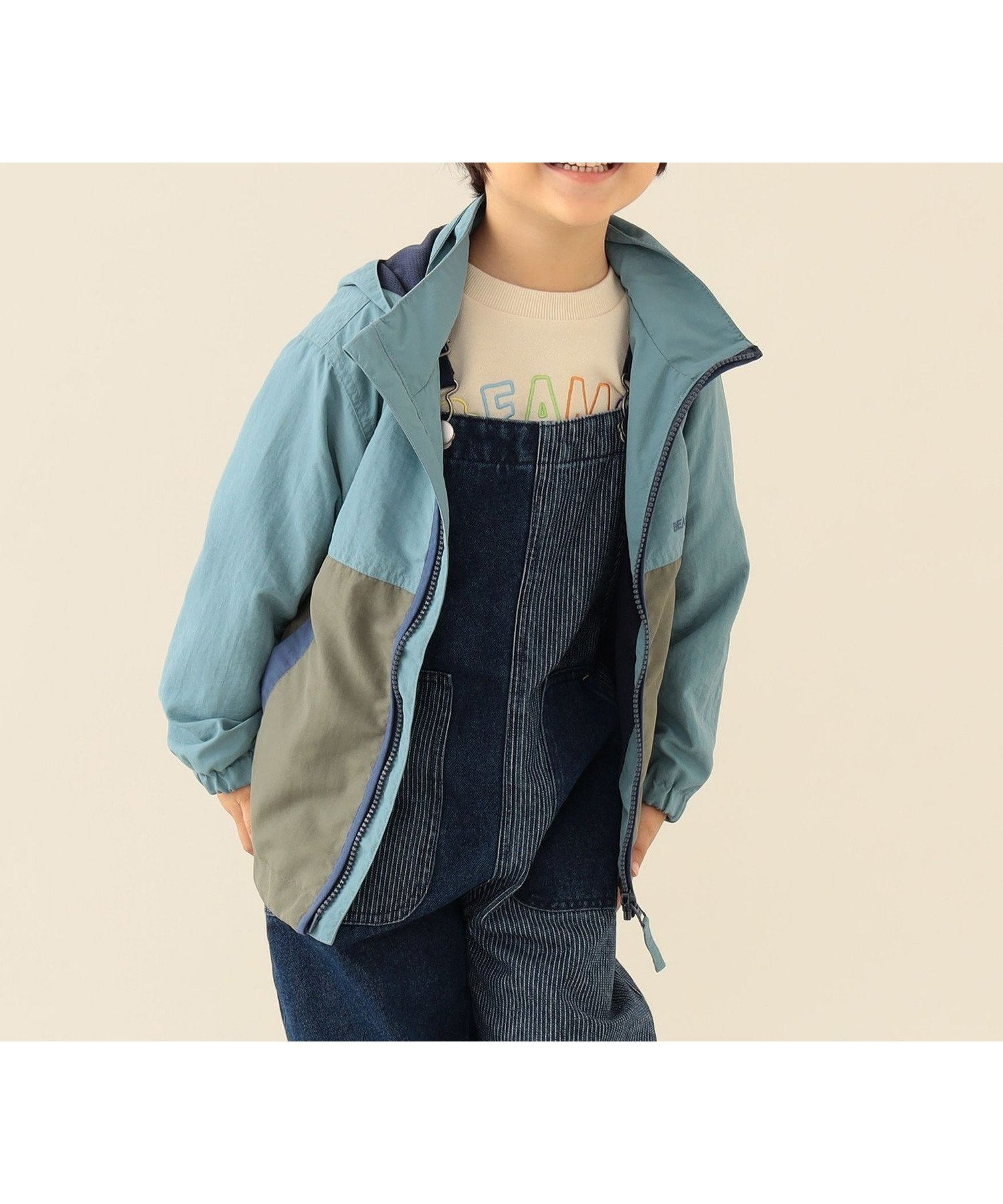 【ビームス ミニ/BEAMS mini / KIDS】のフード収納 ナイロン ブルゾン 2025FW(90~140cm) インテリア・キッズ・メンズ・レディースファッション・服の通販 founy(ファニー) 　ファッション　Fashion　キッズファッション　Fashion for Kids　おすすめ　Recommended / Our Picks　アウトドア　Outdoor Clothing　アニマル　Animal Print　スタンド　Stand Collar, Upright Stand　パターン　Pattern, Design Print　ブルゾン　Blouson, Bomber Jacket　軽量　Lightweight, Ultra Light　LIGHT BLUE×OLIVE|ID: prp329100004628955 ipo3291000000033461531