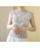 【ノエラ/Noela】のスパンコール刺繍ノースリニット ライトグリーン|ID: prp329100004628960 ipo3291000000033557223