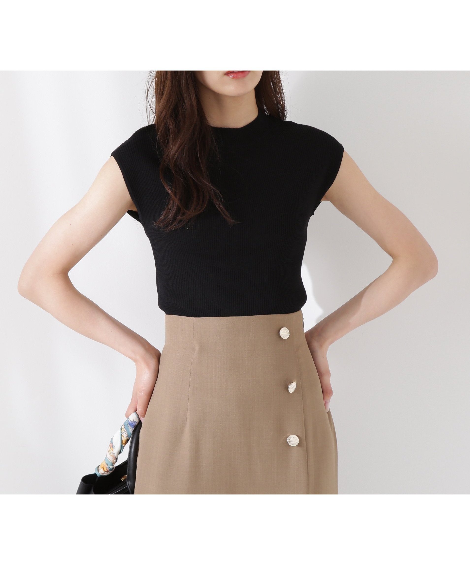 【プロポーション ボディドレッシング/PROPORTION BODY DRESSING】のボトルネックリブニット インテリア・キッズ・メンズ・レディースファッション・服の通販 founy(ファニー) 　ファッション　Fashion　レディースファッション　Fashion for Women　トップス・カットソー　Cut & Sew Tops　ニット　Knit Tops & Sweaters　インナー　Innerwear　キャミワンピース　Cami Dress, Slip Dress　リブニット　Rib Knit, Ribbed Knit　エレガント 上品　Elegant　ブラック|ID: prp329100004628962 ipo3291000000033281588