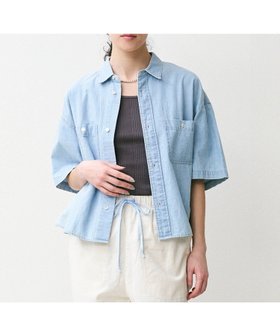 【ジョンブルプライベートラボ/Johnbull Private labo】のシャンブレーハーフスリーブシャツ 人気、トレンドファッション・服の通販 founy(ファニー) ファッション Fashion レディースファッション Fashion for Women トップス・カットソー Cut & Sew Tops シャツ・ブラウス・オフィスカジュアル Elegant Blouses & Button-Ups コンパクト Compact, Small Size サロペット Overalls, Salopette シャンブレー Chambray, Denim-Like Fabric ユーズド Used, Vintage-Look 夏 Summer 春 Spring S/S・春夏 SS, Spring/Summer, Warm Season |ID:prp329100004628973