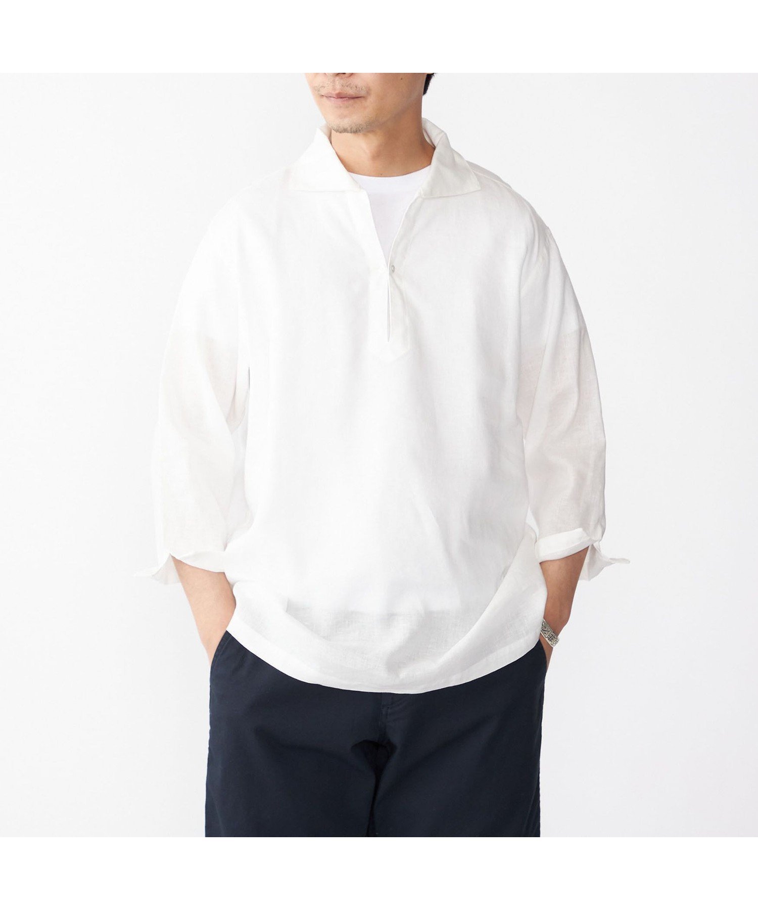 【シップス/SHIPS / MEN】のSHIPS フレックスリネン 7スリーブ カプリ シャツ インテリア・キッズ・メンズ・レディースファッション・服の通販 founy(ファニー) 　ファッション　Fashion　メンズファッション　Fashion for Men　おすすめ　Recommended / Our Picks　インナー　Innerwear　サッカー　Seersucker, Summer Fabric　ショーツ　Shorts, Short Pants　スキッパー　Skipper, Open Collar　ストレッチ　Stretch, Stretchy Fabric　スリーブ　Sleeve, Long Sleeve / Short Sleeve　バランス　Balance, Style Balance　フィット　Fit, Slim Fit　リゾート　Resort, Vacation Style　リネン　Linen, Linen Fabric　リラックス　Relax, Relaxed Fit　今季　This Season, Current Season　夏　Summer　定番　Standard, Basic Item　春　Spring　S/S・春夏　SS, Spring/Summer, Warm Season　ホワイト|ID: prp329100004629019 ipo3291000000033282113