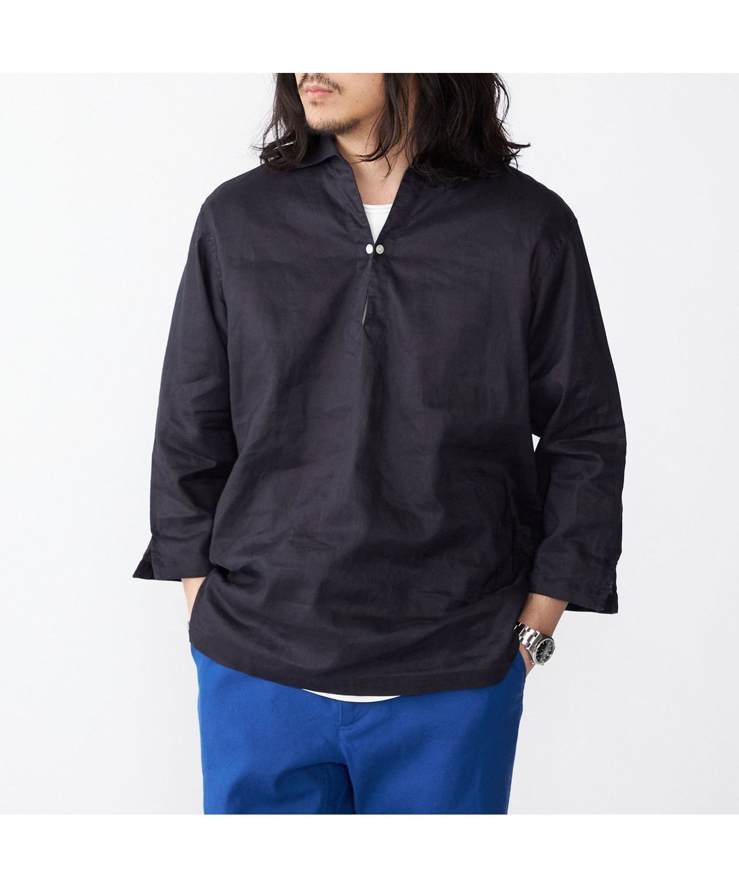 【シップス/SHIPS / MEN】のSHIPS フレックスリネン 7スリーブ カプリ シャツ インテリア・キッズ・メンズ・レディースファッション・服の通販 founy(ファニー) 　ファッション　Fashion　メンズファッション　Fashion for Men　おすすめ　Recommended / Our Picks　インナー　Innerwear　サッカー　Seersucker, Summer Fabric　ショーツ　Shorts, Short Pants　スキッパー　Skipper, Open Collar　ストレッチ　Stretch, Stretchy Fabric　スリーブ　Sleeve, Long Sleeve / Short Sleeve　バランス　Balance, Style Balance　フィット　Fit, Slim Fit　リゾート　Resort, Vacation Style　リネン　Linen, Linen Fabric　リラックス　Relax, Relaxed Fit　今季　This Season, Current Season　夏　Summer　定番　Standard, Basic Item　春　Spring　S/S・春夏　SS, Spring/Summer, Warm Season　ネイビー|ID: prp329100004629019 ipo3291000000033282119