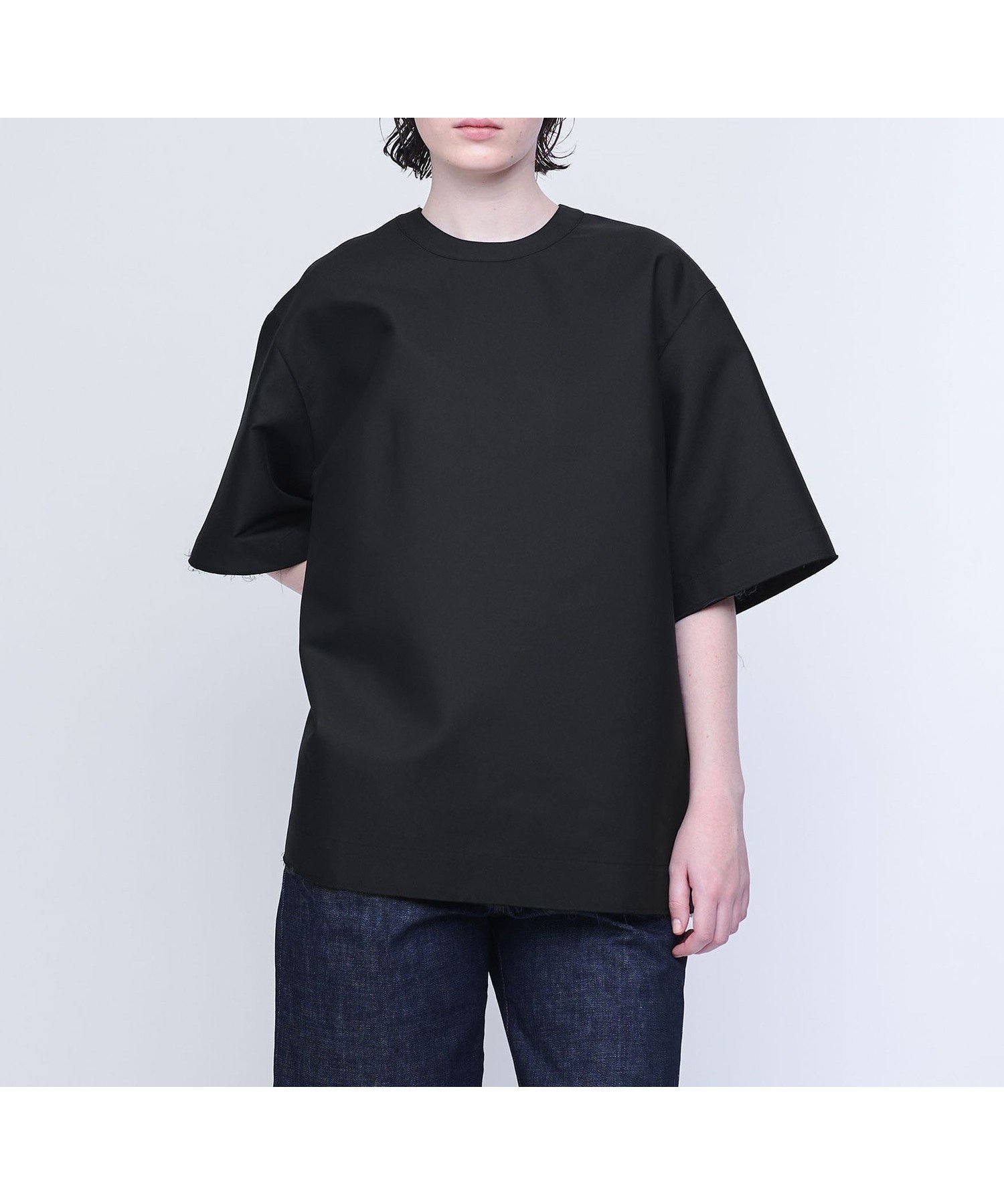 【ユナイテッドアローズ/UNITED ARROWS】のAEWEN MATOPH ダブルクロス ビッグT ブラウス インテリア・キッズ・メンズ・レディースファッション・服の通販 founy(ファニー) 　ファッション　Fashion　レディースファッション　Fashion for Women　トップス・カットソー　Cut & Sew Tops　シャツ・ブラウス・オフィスカジュアル　Elegant Blouses & Button-Ups　おすすめ　Recommended / Our Picks　オーガンジー　Organza Fabric　カットオフ　Cut-Off Design　シンプル　Simple, Minimal　ダブル　Double, Double-Breasted　ビッグ　Big, Oversized　ボックス　Boxy, Box Shape　半袖　Short Sleeve, Half Sleeve　BLACK|ID: prp329100004629054 ipo3291000000033282485