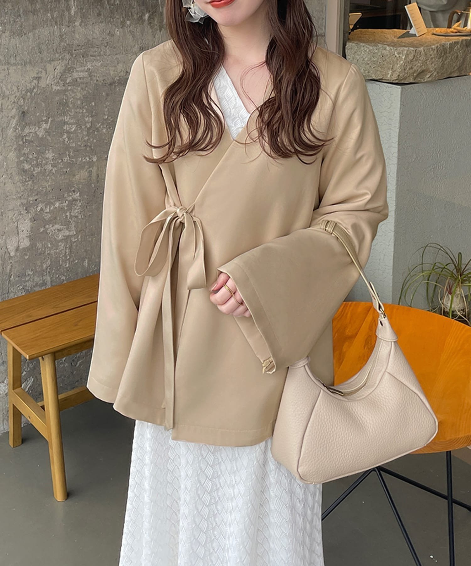 【ジュノア/JUNOAH】の(薄手)カシュクールノーカラージャケット インテリア・キッズ・メンズ・レディースファッション・服の通販 founy(ファニー) 　ファッション　Fashion　レディースファッション　Fashion for Women　アウター　Coat / Outerwear Collection　レディースジャケット・軽アウター　Jackets　ノーカラージャケット / シンプル上品コーデ　Collarless Jackets　ライトベージュ|ID: prp329100004629160 ipo3291000000033283566