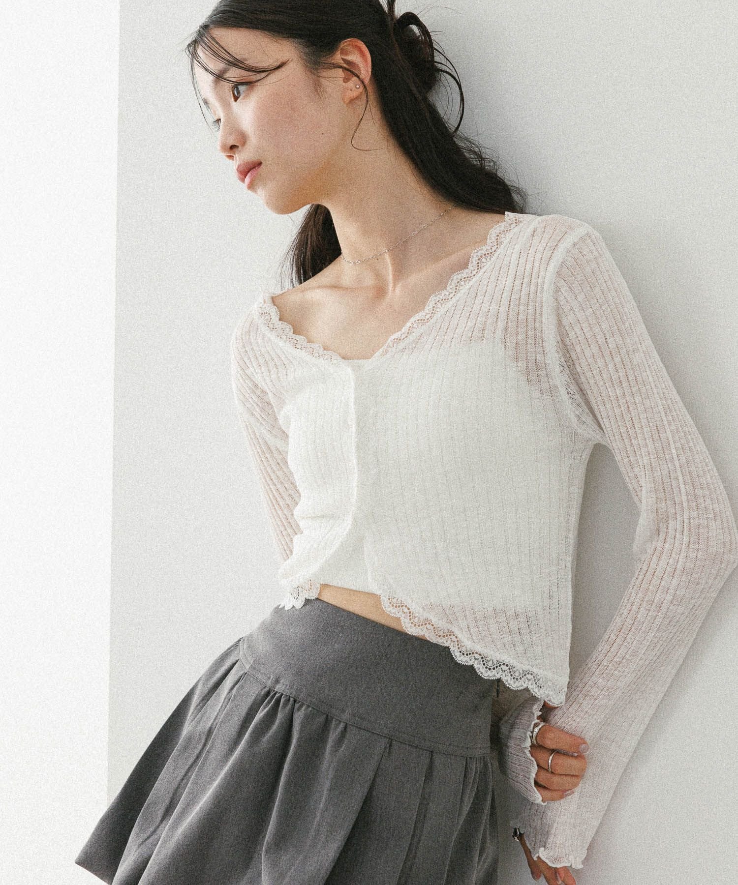 【ヘザー/Heather】のシアーレースカーディガン 人気、トレンドファッション・服の通販 founy(ファニー) 　ファッション　Fashion　レディースファッション　Fashion for Women　トップス・カットソー　Cut & Sew Tops　カーディガン・羽織り　Layered Style Cardigans　カーディガン　Cardigan, Knitwear　シアー　Sheer, See-Through　スカラップ　Scallop, Scalloped Edge　フェミニン　Feminine, Girly　ラウンド　Round, Round Neck　レース　Lace, Lace Fabric　夏　Summer　 other-1|ID: prp329100004629178 ipo3291000000033556585