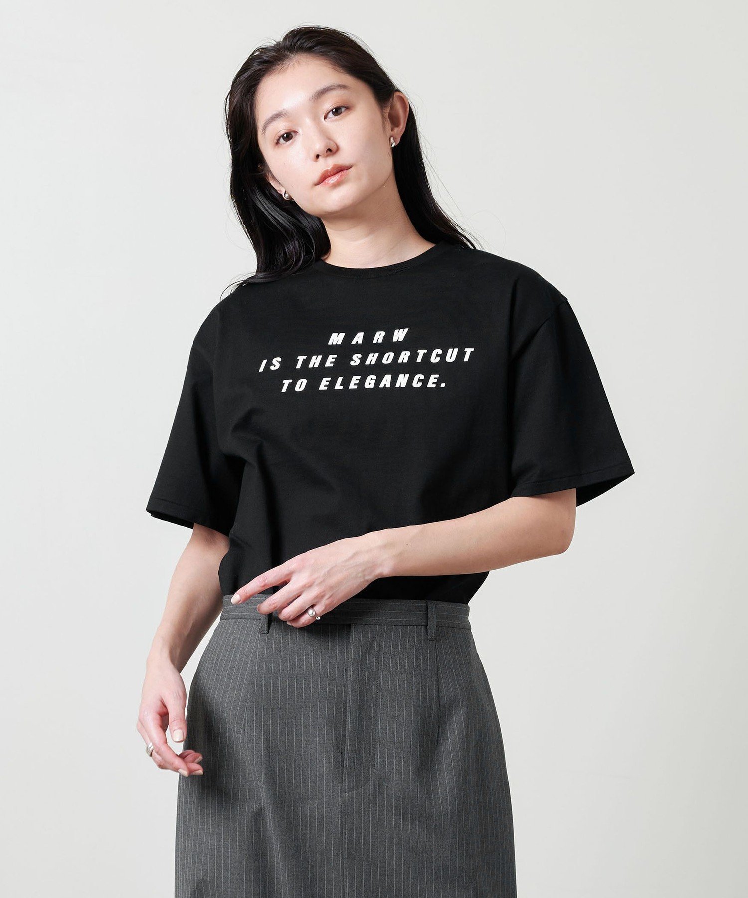 【ユナイテッドアローズ/UNITED ARROWS】のMARW UNITED ARROWS プリント Tシャツ インテリア・キッズ・メンズ・レディースファッション・服の通販 founy(ファニー) 　ファッション　Fashion　レディースファッション　Fashion for Women　トップス・カットソー　Cut & Sew Tops　シャツ・ブラウス・オフィスカジュアル　Elegant Blouses & Button-Ups　ロングTシャツ・Tシャツ　Longline T-Shirts & Tees　インナー　Innerwear　ジャケット　Jacket, Outerwear　定番　Standard, Basic Item　人気　Popular, Best Seller　プリント　Print, Printed Pattern　ビジネス 仕事 通勤　Business / Work / Commuting　BLACK|ID: prp329100004629186 ipo3291000000033283829