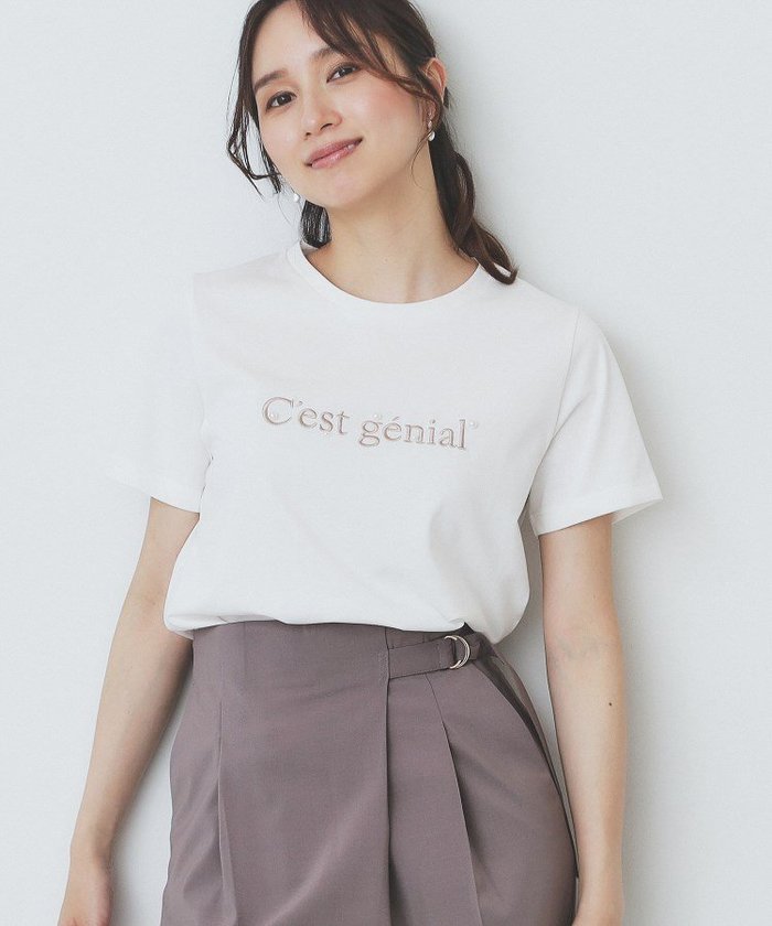 【インデックス/INDEX】のパール調刺繍ロゴTシャツ【汗ジミ防止/吸水速乾/接触冷感/UVケア/洗濯機洗い可】 インテリア・キッズ・メンズ・レディースファッション・服の通販 founy(ファニー) https://founy.com/ ファッション Fashion レディースファッション Fashion for Women トップス・カットソー Cut & Sew Tops シャツ・ブラウス・オフィスカジュアル Elegant Blouses & Button-Ups ロングTシャツ・Tシャツ Longline T-Shirts & Tees おすすめ Recommended / Our Picks ジャケット Jacket, Outerwear パール Pearl, Pearl Accent フロント Front, Front Design ボトム Bottoms, Lower Wear 吸水 Absorbent, Quick-Dry 夏 Summer |ID: prp329100004629207 ipo3291000000033284015