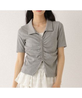 【ヘザー/Heather】のフロントギャザーZIPTEE 人気、トレンドファッション・服の通販 founy(ファニー) ファッション Fashion レディースファッション Fashion for Women おすすめ Recommended / Our Picks インナー Innerwear カットソー Cut and Sewn Top ギャザー Gathered, Ruffled フィット Fit, Slim Fit フロント Front, Front Design 半袖 Short Sleeve, Half Sleeve 夏 Summer 春 Spring |ID:prp329100004629231