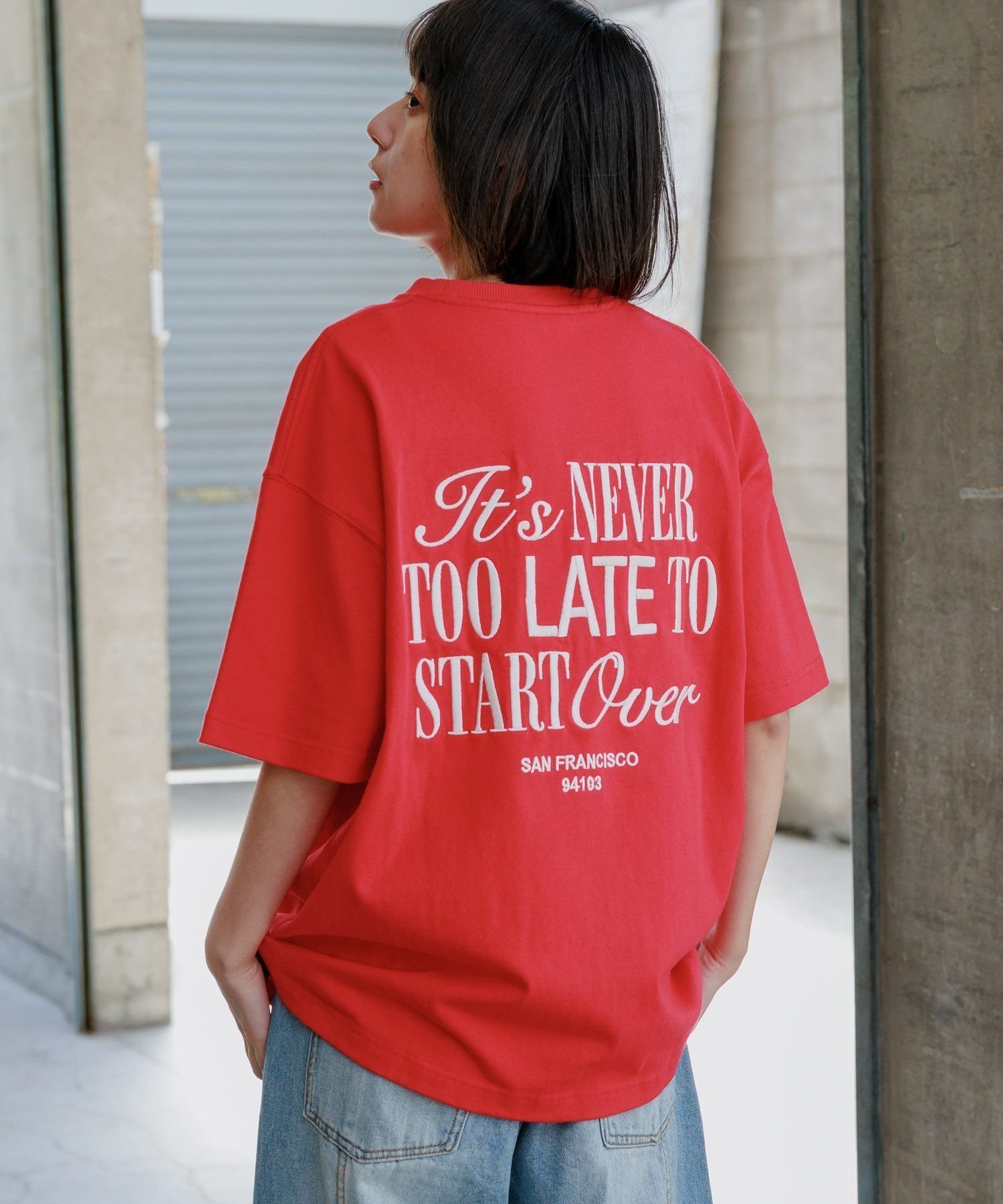 【ページボーイ/PAGEBOY】の【PBLIM】シシュウロゴTシャツ インテリア・キッズ・メンズ・レディースファッション・服の通販 founy(ファニー) 　ファッション　Fashion　レディースファッション　Fashion for Women　トップス・カットソー　Cut & Sew Tops　シャツ・ブラウス・オフィスカジュアル　Elegant Blouses & Button-Ups　ロングTシャツ・Tシャツ　Longline T-Shirts & Tees　カーゴパンツ　Cargo Pants, Utility Pants　デニム　Denim, Jeans Material　夏　Summer　レッド35|ID: prp329100004629237 ipo3291000000033599447