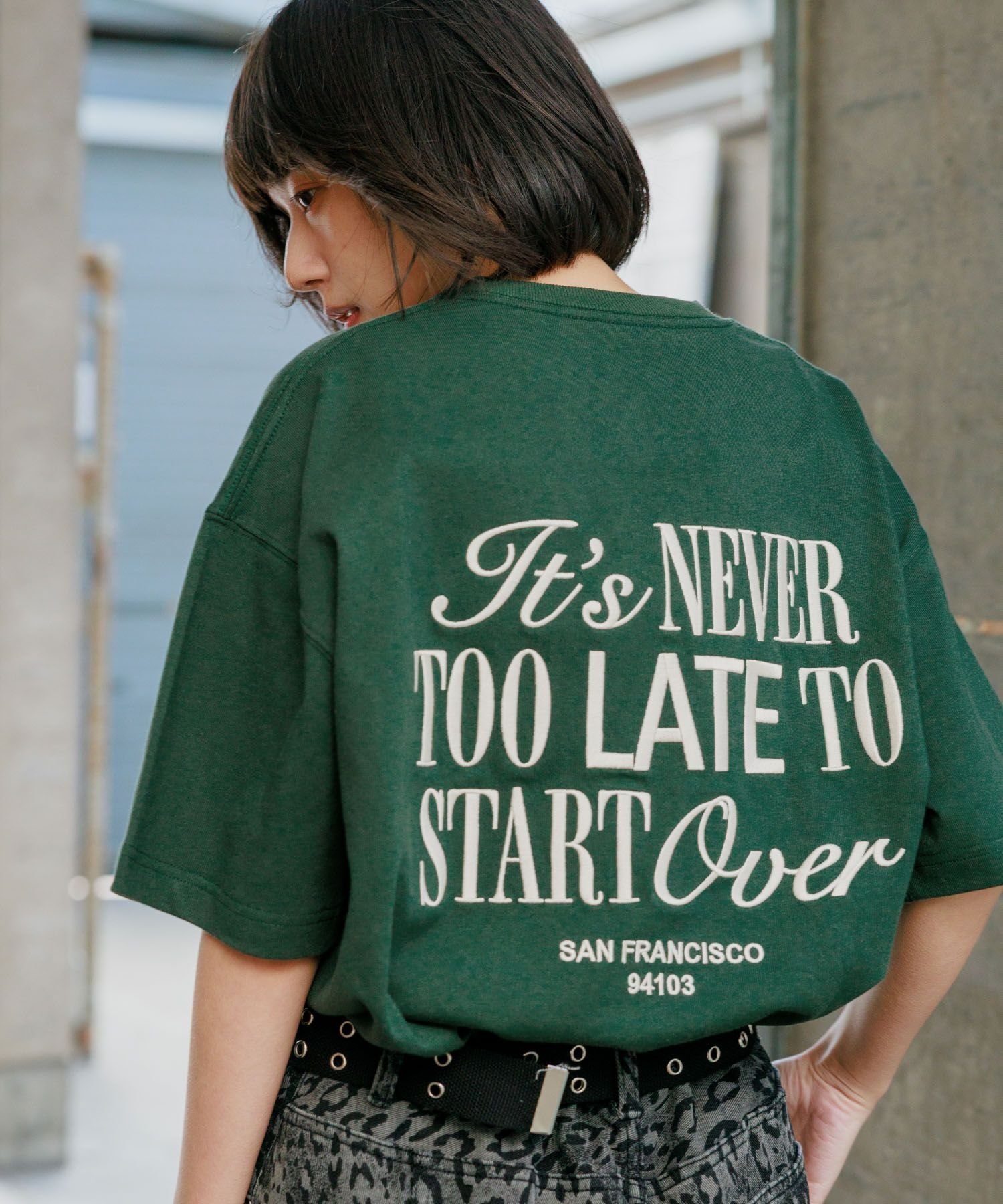 【ページボーイ/PAGEBOY】の【PBLIM】シシュウロゴTシャツ インテリア・キッズ・メンズ・レディースファッション・服の通販 founy(ファニー) 　ファッション　Fashion　レディースファッション　Fashion for Women　トップス・カットソー　Cut & Sew Tops　シャツ・ブラウス・オフィスカジュアル　Elegant Blouses & Button-Ups　ロングTシャツ・Tシャツ　Longline T-Shirts & Tees　カーゴパンツ　Cargo Pants, Utility Pants　デニム　Denim, Jeans Material　夏　Summer　グリーン75|ID: prp329100004629237 ipo3291000000033599448