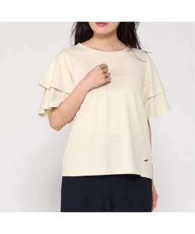 【クロコダイル/CROCODILE】のスラブ天竺 フリルスリーブ Tシャツ 人気、トレンドファッション・服の通販 founy(ファニー) ファッション Fashion レディースファッション Fashion for Women トップス・カットソー Cut & Sew Tops シャツ・ブラウス・オフィスカジュアル Elegant Blouses & Button-Ups ロングTシャツ・Tシャツ Longline T-Shirts & Tees スリーブ Sleeve, Long Sleeve / Short Sleeve フリル Frill, Ruffle 夏 Summer |ID:prp329100004629238