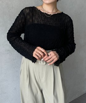 【ゼヴォン/Thevon】のウェーブ柄シアープルオーバー 人気、トレンドファッション・服の通販 founy(ファニー) ファッション Fashion レディースファッション Fashion for Women トップス・カットソー Cut & Sew Tops カジュアルプルオーバー・ニットトップス Pullovers & Knit Tops / Casual Pullovers 2025年 2025 2025-2026秋冬・A/W Autumn/Winter 2025–26 AW25–26 インナー Innerwear ウェーブ Wavy Pattern シアー Sheer, See-Through シンプル Simple, Minimal ジャケット Jacket, Outerwear エレガント 上品 Elegant |ID:prp329100004629240