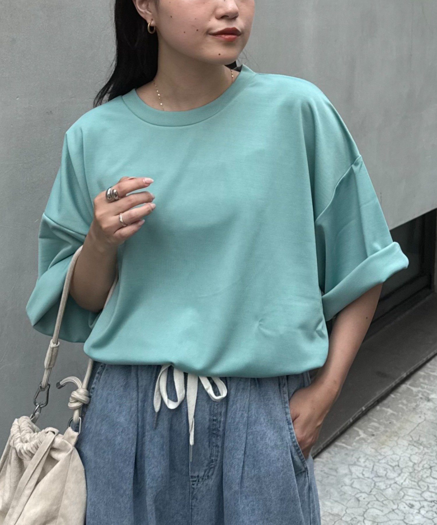 【チャオパニックティピー/CIAOPANIC TYPY】の【ユニセックス】ポンチハイカウントサイドスリットビッグシルエットTee インテリア・キッズ・メンズ・レディースファッション・服の通販 founy(ファニー) 　ファッション　Fashion　レディースファッション　Fashion for Women　ショート　Short, Short Length　シンプル　Simple, Minimal　スラックス　Slacks, Dress Pants　スリット　Slit, Slit Detail　タンク　Tank Top, Sleeveless Top　デニム　Denim, Jeans Material　トレンド　Trend, Trending Now　なめらか　Smooth, Silky Texture　バランス　Balance, Style Balance　再入荷　Restock / Back in Stock　おすすめ　Recommended / Our Picks　夏　Summer　グリーン|ID: prp329100004629322 ipo3291000000034509848