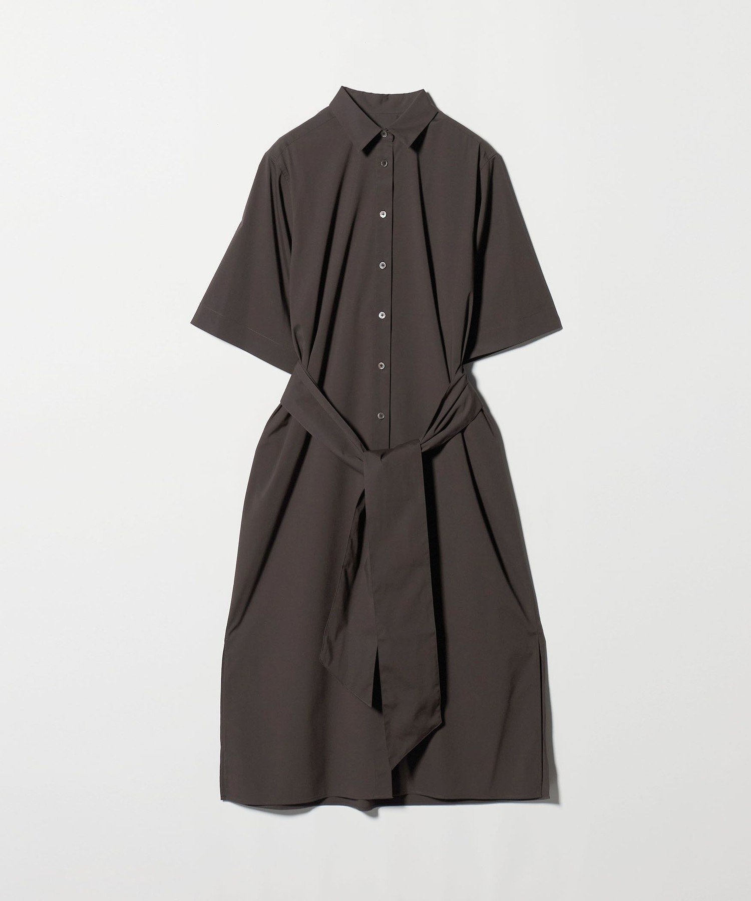 【ユナイテッドアローズ/UNITED ARROWS】のノットリボン シャツ ワンピース ウォッシャブル インテリア・キッズ・メンズ・レディースファッション・服の通販 founy(ファニー) 　ファッション　Fashion　レディースファッション　Fashion for Women　ワンピース　Dresses　シャツワンピース / 1枚で着映えコーデ　Shirt Dresses　おすすめ　Recommended / Our Picks　なめらか　Smooth, Silky Texture　ウォッシャブル　Machine Washable　ブロード　Broadcloth, Fine Cotton　ベスト　Vest, Waistcoat　ボックス　Boxy, Box Shape　リボン　Ribbon, Bow　リラックス　Relax, Relaxed Fit　エレガント 上品　Elegant　DK.BROWN|ID: prp329100004629524 ipo3291000000033289987