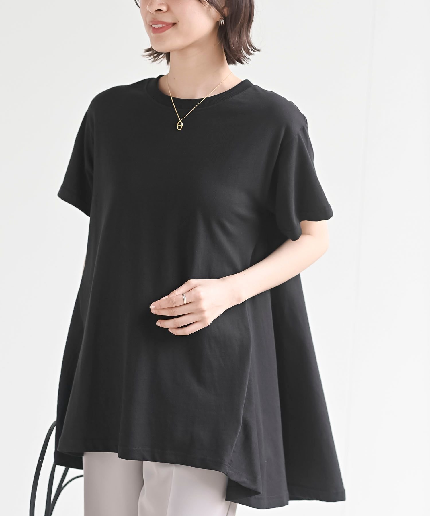 【アールピーエス/rps】のBACKフレアーT インテリア・キッズ・メンズ・レディースファッション・服の通販 founy(ファニー) 　ファッション　Fashion　レディースファッション　Fashion for Women　エレガント 上品　Elegant　カットソー　Cut and Sewn Top　ビッグ　Big, Oversized　フレア　Flare, Flared　ブラック|ID: prp329100004629539 ipo3291000000033290308