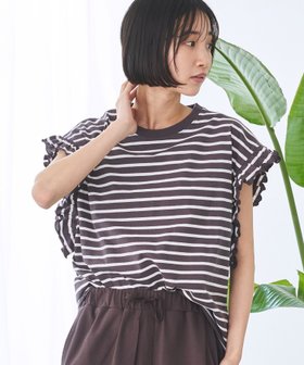 【コーエン/COEN】のボーダーフリルカットソー 人気、トレンドファッション・服の通販 founy(ファニー) ファッション Fashion レディースファッション Fashion for Women トップス・カットソー Cut & Sew Tops カットソー・ベーシックTシャツ Cut-and-Sewn Tops / Stretch Tees & Basics |ID:prp329100004629563