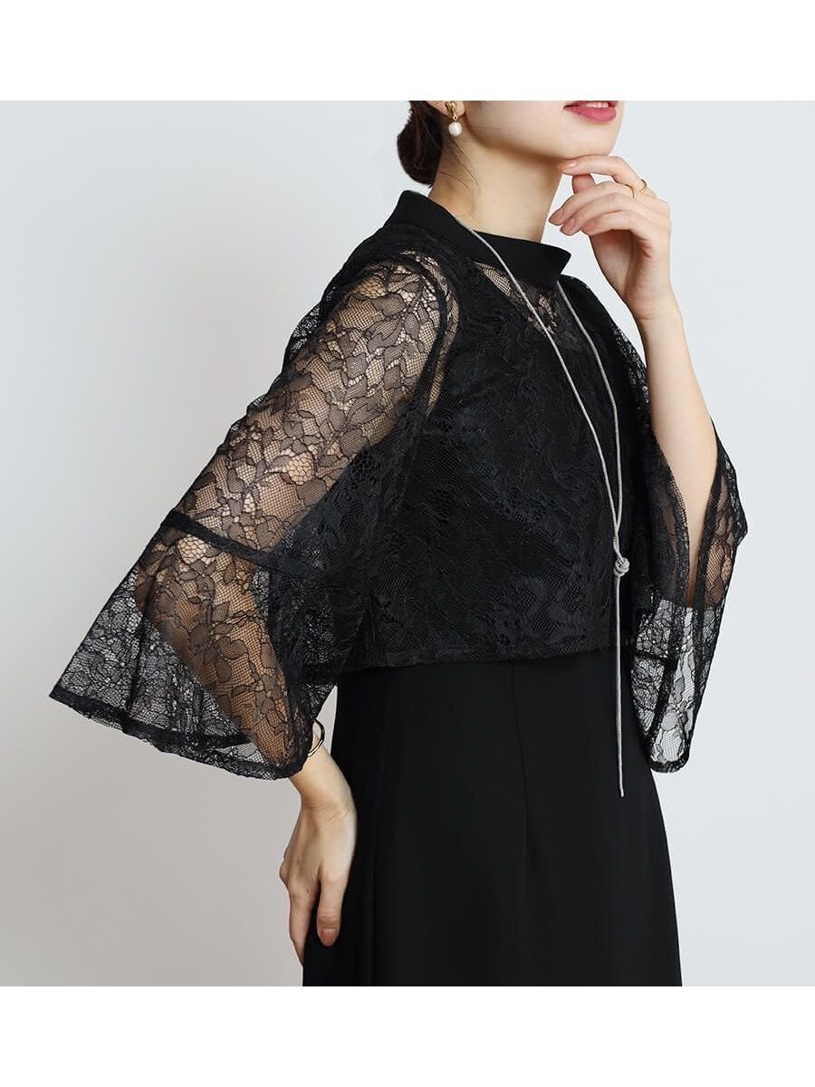 【ヴァン/Vin】のケープライクレースワンピース 人気、トレンドファッション・服の通販 founy(ファニー) 　ファッション　Fashion　レディースファッション　Fashion for Women　ワンピース　Dresses　シンプル　Simple, Minimal　ドレス　Dress, One-Piece　フレア　Flare, Flared　ボレロ　Bolero, Short Cardigan　レース　Lace, Lace Fabric　エレガント 上品　Elegant　定番　Standard, Basic Item　 other-1|ID: prp329100004629586 ipo3291000000033291299
