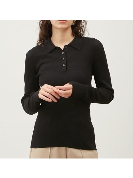【ミラオーウェン/Mila Owen】のシアーポロリブニットプルオーバー インテリア・キッズ・メンズ・レディースファッション・服の通販 founy(ファニー) 　ファッション　Fashion　レディースファッション　Fashion for Women　トップス・カットソー　Cut & Sew Tops　ニット　Knit Tops & Sweaters　カジュアルプルオーバー・ニットトップス　Pullovers & Knit Tops / Casual Pullovers　クール　Cool, Chic　シアー　Sheer, See-Through　トレンド　Trend, Trending Now　ポロシャツ　Polo Shirt, Collared Tee　ラグジュアリー　Luxury, Elegant　リブニット　Rib Knit, Ribbed Knit　人気　Popular, Best Seller　春　Spring　BLK[009]|ID: prp329100004629587 ipo3291000000033291312