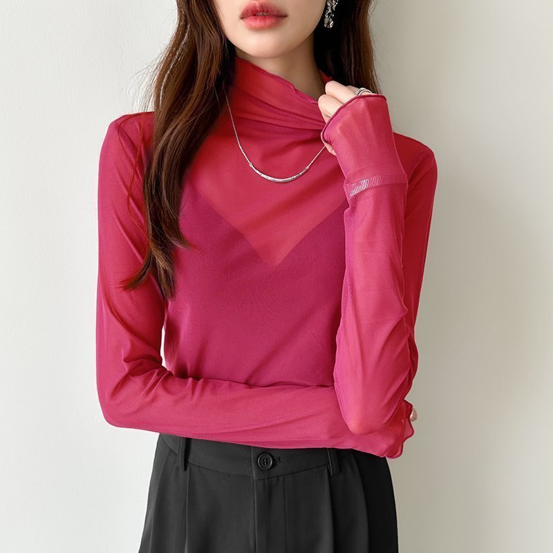 【ココモモ/COCOMOMO】のシアートップス 長袖 シアーインナー ハイネック シアーブラウス インナー インテリア・キッズ・メンズ・レディースファッション・服の通販 founy(ファニー)  ファッション Fashion レディースファッション Fashion for Women トップス・カットソー Cut & Sew Tops シャツ・ブラウス・オフィスカジュアル Elegant Blouses & Button-Ups イエロー Yellow インナー Innerwear オレンジ Orange 春 Spring 秋 Autumn キャミワンピース Cami Dress, Slip Dress シフォン Chiffon, Lightweight Fabric スウェット / スエット Sweatshirt, Sweatwear トレンド Trend, Trending Now 長袖 Long Sleeve, Full Sleeve ハイネック High Neck, Mock Neck パーカー Hoodie, Parka パープル Purple, Violet フェミニン Feminine, Girly ローズ Rose, Rose Motif 冬 Winter / This Winter おすすめ Recommended / Our Picks 夏 Summer ローズ赤|ID: prp329100004629605 ipo3291000000034248873