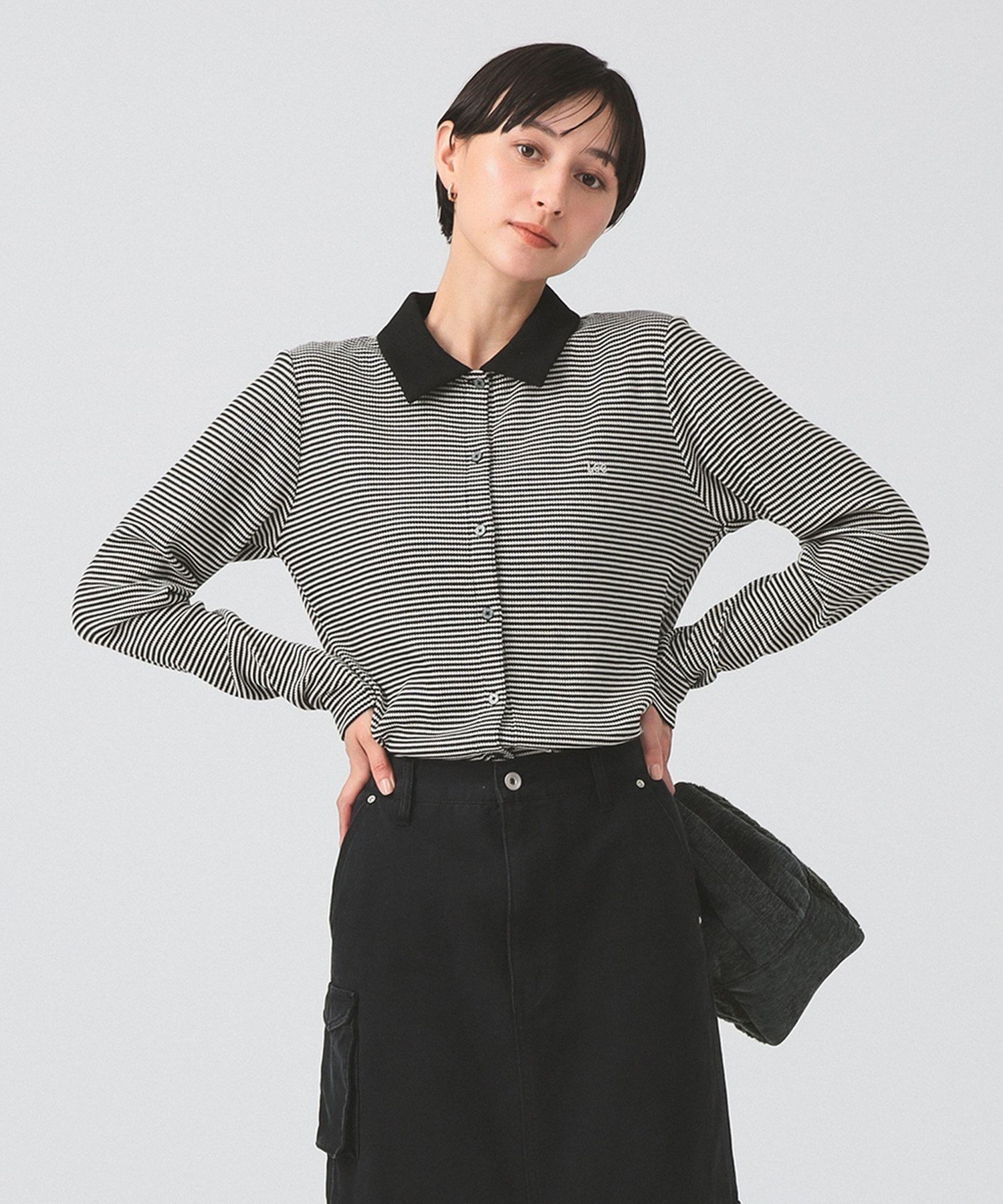 【ビームス ウイメン/BEAMS】の【ワッフル/リー/洗濯可/25AW】Lee / BORDER WAFFLE SHIRTS インテリア・キッズ・メンズ・レディースファッション・服の通販 founy(ファニー) 　ファッション　Fashion　レディースファッション　Fashion for Women　トップス・カットソー　Cut & Sew Tops　シャツ・ブラウス・オフィスカジュアル　Elegant Blouses & Button-Ups　インナー　Innerwear　ボーダー　Border, Stripe　ワッフル　Waffle, Waffle Knit　エレガント 上品　Elegant　BLACK/BEIGE|ID: prp329100004629625 ipo3291000000033582226