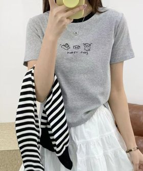【アイモハ/aimoha】のaimoha -select-/ワンポイントイラストロゴTシャツ 人気、トレンドファッション・服の通販 founy(ファニー) ファッション Fashion レディースファッション Fashion for Women トップス・カットソー Cut & Sew Tops シャツ・ブラウス・オフィスカジュアル Elegant Blouses & Button-Ups ロングTシャツ・Tシャツ Longline T-Shirts & Tees イラスト Illustration シンプル Simple, Minimal デニム Denim, Jeans Material パイピング Piping, Trim Design フロント Front, Front Design |ID:prp329100004629655