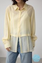 【アズール バイ マウジー/AZUL by moussy】のC/T冷感 切替シアーデザインシャツ 人気、トレンドファッション・服の通販 founy(ファニー) ファッション Fashion レディースファッション Fashion for Women トップス・カットソー Cut & Sew Tops シャツ・ブラウス・オフィスカジュアル Elegant Blouses & Button-Ups シアー Sheer, See-Through スラックス Slacks, Dress Pants ドッキング Docking, Mixed Material 切替 Switching, Contrast Panel 夏 Summer thumbnail YEL|ID: prp329100004629712 ipo3291000000033293405