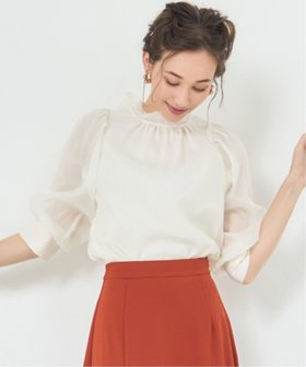 【ドレス/DRESS+】のブラウス リボンカラー 七分袖 シアー素材 裏地付き 人気、トレンドファッション・服の通販 founy(ファニー) ファッション Fashion レディースファッション Fashion for Women トップス・カットソー Cut & Sew Tops シャツ・ブラウス・オフィスカジュアル Elegant Blouses & Button-Ups インナー Innerwear オーガンジー Organza Fabric カフス Cuff Design ガーリー Girly, Feminine Style シアー Sheer, See-Through スリーブ Sleeve, Long Sleeve / Short Sleeve ハイネック High Neck, Mock Neck フェミニン Feminine, Girly ボトム Bottoms, Lower Wear リボン Ribbon, Bow |ID:prp329100004629745