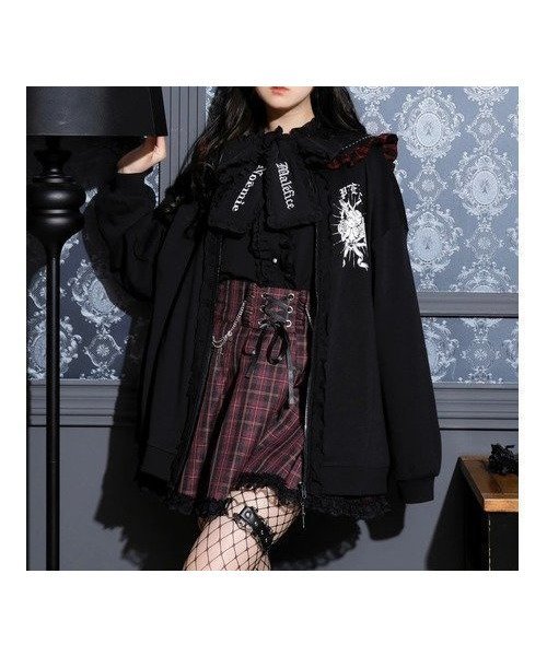【ノエミ/NOEMIE】のゴシックセーラー裏毛ブルゾン インテリア・キッズ・メンズ・レディースファッション・服の通販 founy(ファニー) 　ファッション　Fashion　レディースファッション　Fashion for Women　アウター　Coat / Outerwear Collection　ブルゾンジャケット・スポーティアウター　Blouson Jackets　フリル　Frill, Ruffle　ブルゾン　Blouson, Bomber Jacket　プリント　Print, Printed Pattern　レース　Lace, Lace Fabric　赤|ID: prp329100004629757 ipo3291000000033399785