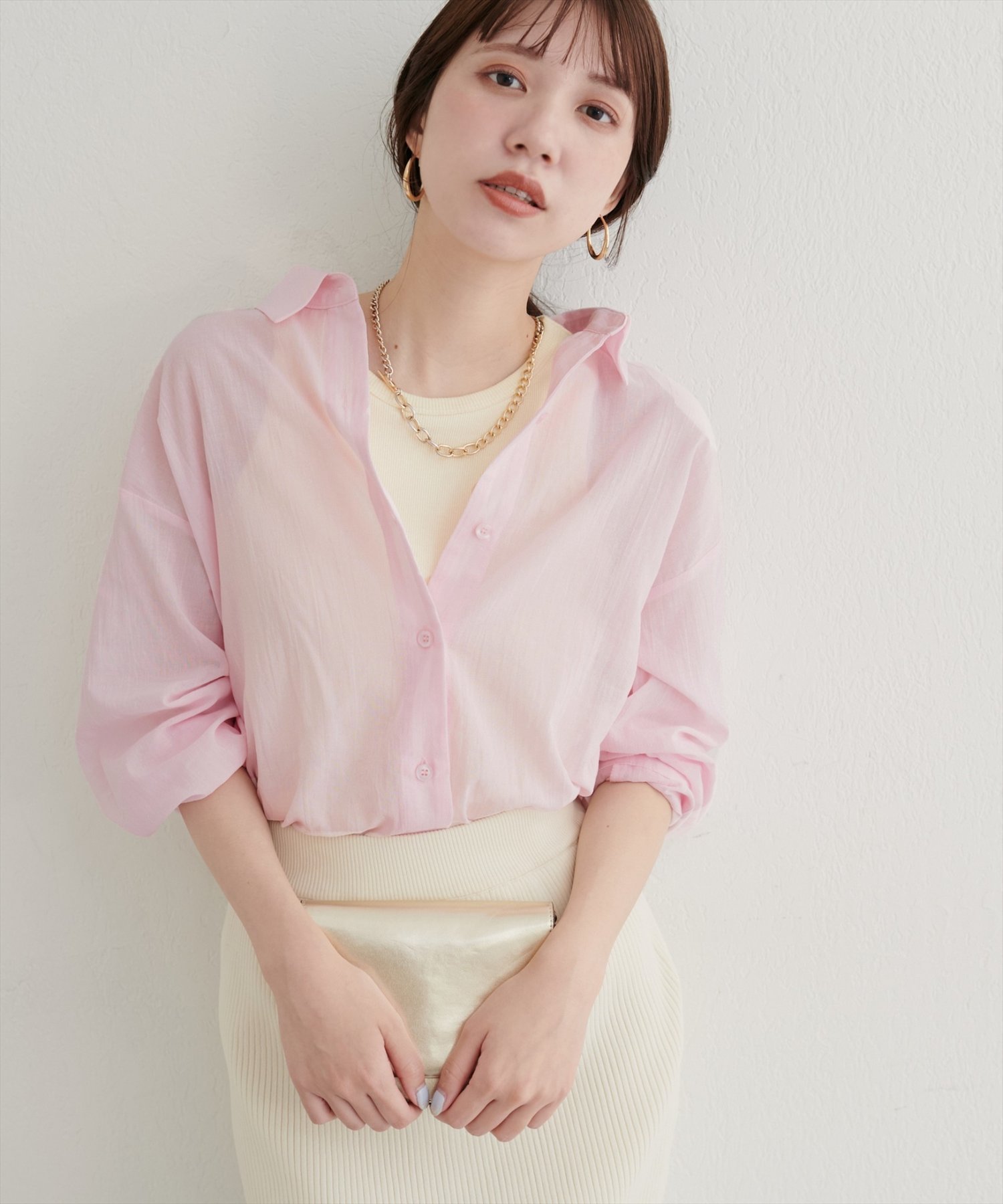 【ナチュラルクチュール/natural couture】の【WEB限定】綿シアー長袖シャツ インテリア・キッズ・メンズ・レディースファッション・服の通販 founy(ファニー) 　ファッション　Fashion　レディースファッション　Fashion for Women　トップス・カットソー　Cut & Sew Tops　シャツ・ブラウス・オフィスカジュアル　Elegant Blouses & Button-Ups　2025年　2025　2025-2026秋冬・A/W　Autumn/Winter 2025–26 AW25–26　おすすめ　Recommended / Our Picks　キャミソール　Camisole, Spaghetti Strap Top　シアー　Sheer, See-Through　ジャケット　Jacket, Outerwear　タンク　Tank Top, Sleeveless Top　デニム　Denim, Jeans Material　ポケット　Pocket, Pocket Detail　ワイド　Wide, Wide Fit　エレガント 上品　Elegant　長袖　Long Sleeve, Full Sleeve　ピンク|ID: prp329100004629876 ipo3291000000033295975