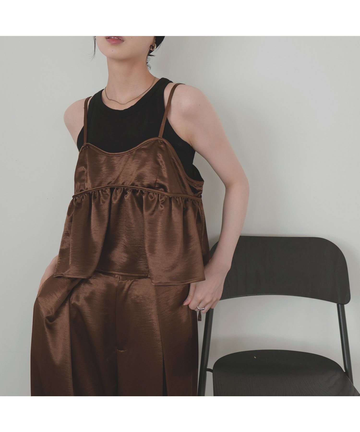 【リアン/Lian】のサテンキャミビスチェ インテリア・キッズ・メンズ・レディースファッション・服の通販 founy(ファニー) 　ファッション　Fashion　レディースファッション　Fashion for Women　トップス・カットソー　Cut & Sew Tops　キャミソール&ノースリーブ　Camisoles & Sleeveless Tops　ビスチェ　Bustiers & Corset Tops / Layered Bustier Style　サテン　Satin, Glossy Fabric　エレガント 上品　Elegant　ブラウン|ID: prp329100004629893 ipo3291000000033570183