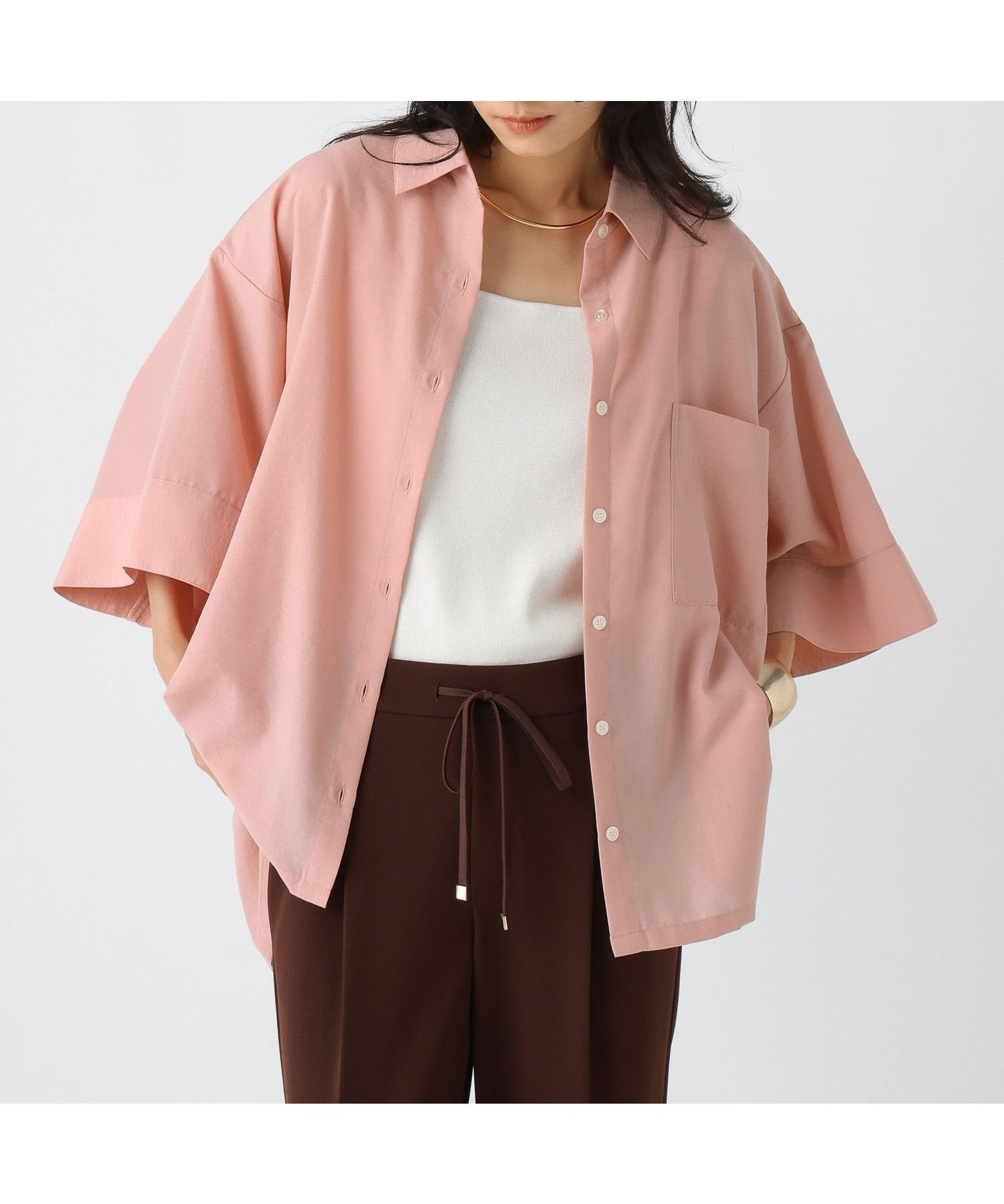 【エルーラ/Elura】のアイロンいらず5分袖ドライシャツ/579965 人気、トレンドファッション・服の通販 founy(ファニー) 　ファッション　Fashion　レディースファッション　Fashion for Women　トップス・カットソー　Cut & Sew Tops　シャツ・ブラウス・オフィスカジュアル　Elegant Blouses & Button-Ups　とろみ　Fluid, Flowy Fabric　スリーブ　Sleeve, Long Sleeve / Short Sleeve　デニム　Denim, Jeans Material　フェミニン　Feminine, Girly　ワイド　Wide, Wide Fit　エレガント 上品　Elegant　夏　Summer　羽織　Haori, Light Jacket　 other-1|ID: prp329100004629899 ipo3291000000033637383