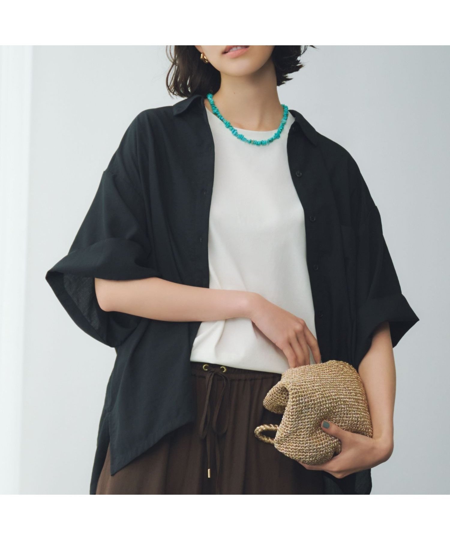 【エルーラ/Elura】のアイロンいらず5分袖ドライシャツ/579965 インテリア・キッズ・メンズ・レディースファッション・服の通販 founy(ファニー) 　ファッション　Fashion　レディースファッション　Fashion for Women　トップス・カットソー　Cut & Sew Tops　シャツ・ブラウス・オフィスカジュアル　Elegant Blouses & Button-Ups　とろみ　Fluid, Flowy Fabric　スリーブ　Sleeve, Long Sleeve / Short Sleeve　デニム　Denim, Jeans Material　フェミニン　Feminine, Girly　ワイド　Wide, Wide Fit　エレガント 上品　Elegant　夏　Summer　羽織　Haori, Light Jacket　ブラック09|ID: prp329100004629899 ipo3291000000033637387