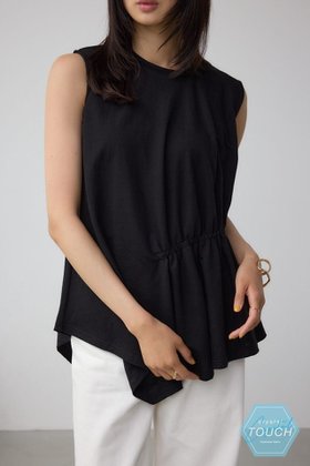 【アズール バイ マウジー/AZUL by moussy】のC/T冷感アシメギャザートップス 人気、トレンドファッション・服の通販 founy(ファニー) ファッション Fashion レディースファッション Fashion for Women トップス・カットソー Cut & Sew Tops おすすめ Recommended / Our Picks カットソー Cut and Sewn Top スリム Slim, Slim Fit トレンド Trend, Trending Now ボトム Bottoms, Lower Wear モノトーン Monotone, Black and White |ID:prp329100004629905
