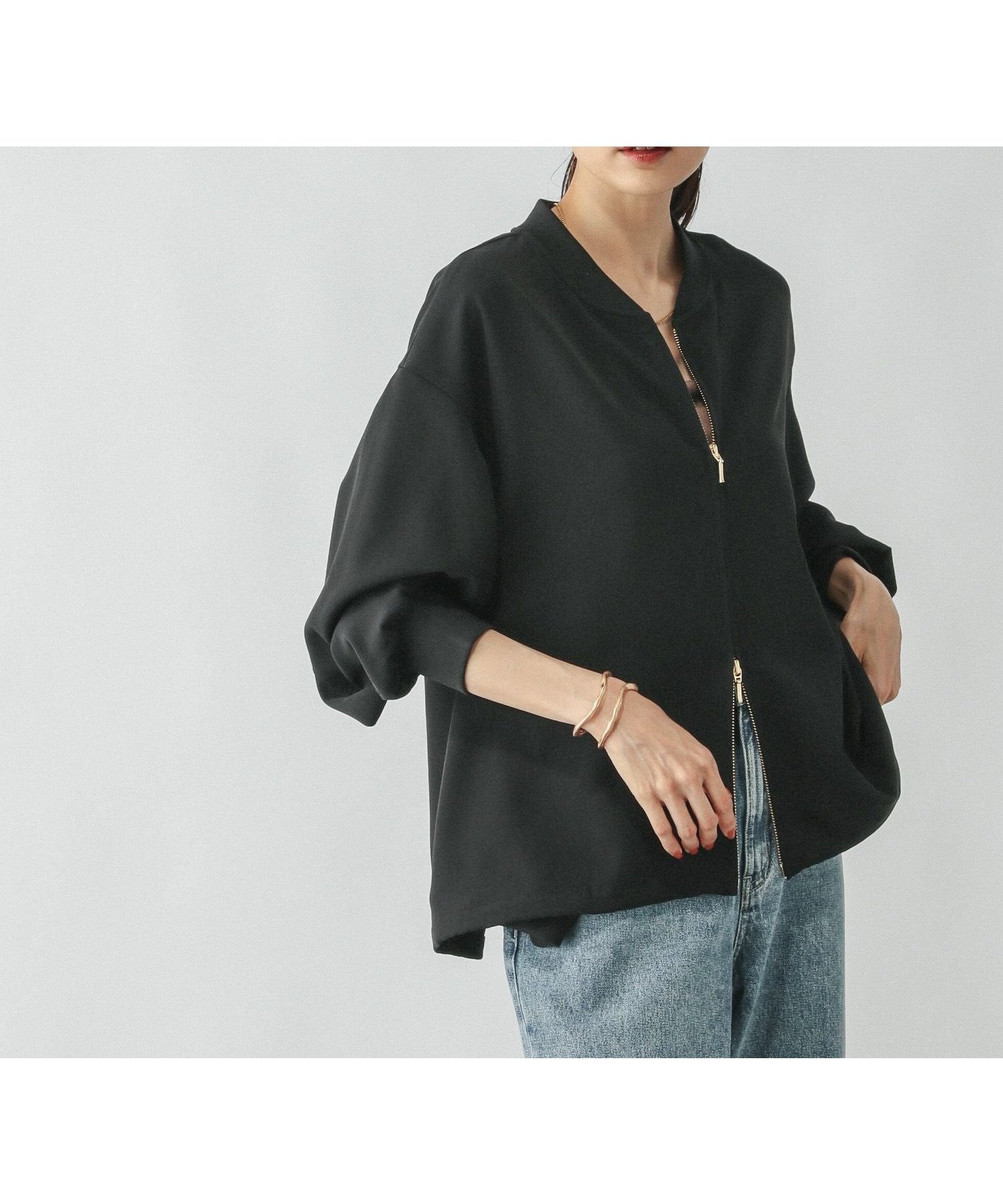 【グローバルワーク/GLOBAL WORK】のWクロスZIPブルゾン/576803 人気、トレンドファッション・服の通販 founy(ファニー) 　ファッション　Fashion　レディースファッション　Fashion for Women　アウター　Coat / Outerwear Collection　ブルゾンジャケット・スポーティアウター　Blouson Jackets　おすすめ　Recommended / Our Picks　ジップ　Zip, Zipper　ストレッチ　Stretch, Stretchy Fabric　デニム　Denim, Jeans Material　フレア　Flare, Flared　ブルゾン　Blouson, Bomber Jacket　エレガント 上品　Elegant　 other-1|ID: prp329100004630274 ipo3291000000033302268